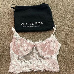 OG white fox Lace Bralette